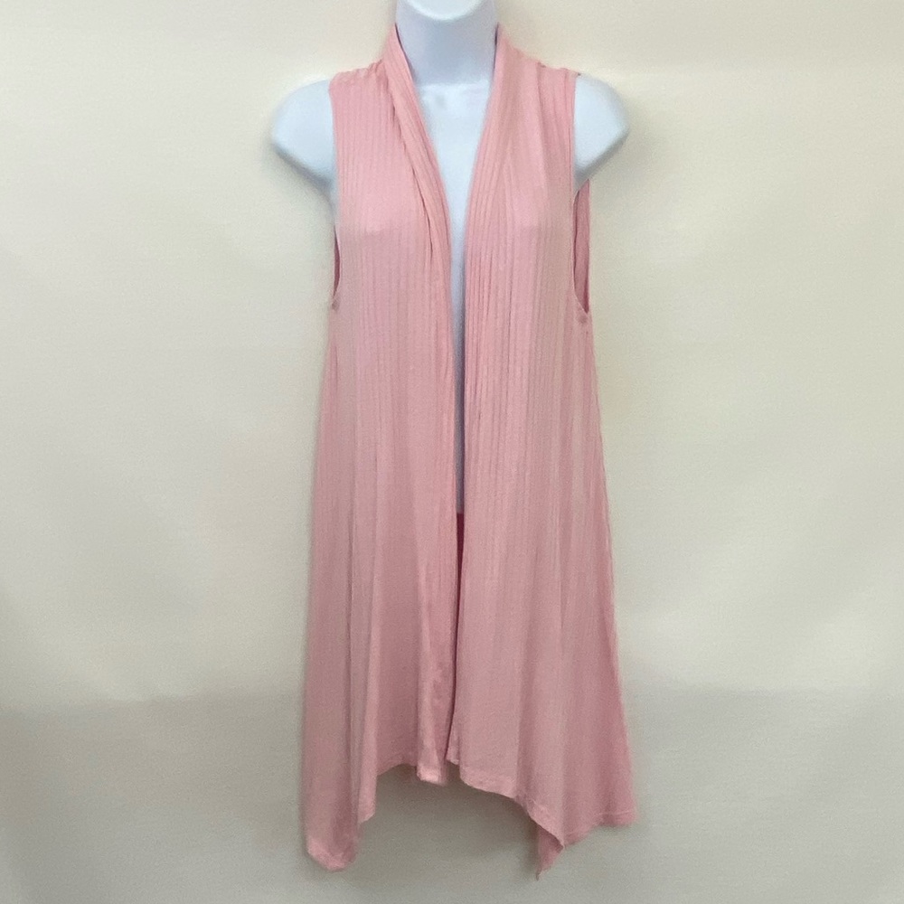 Supernova Pink Ribbed Open Long Vest Size M I-83